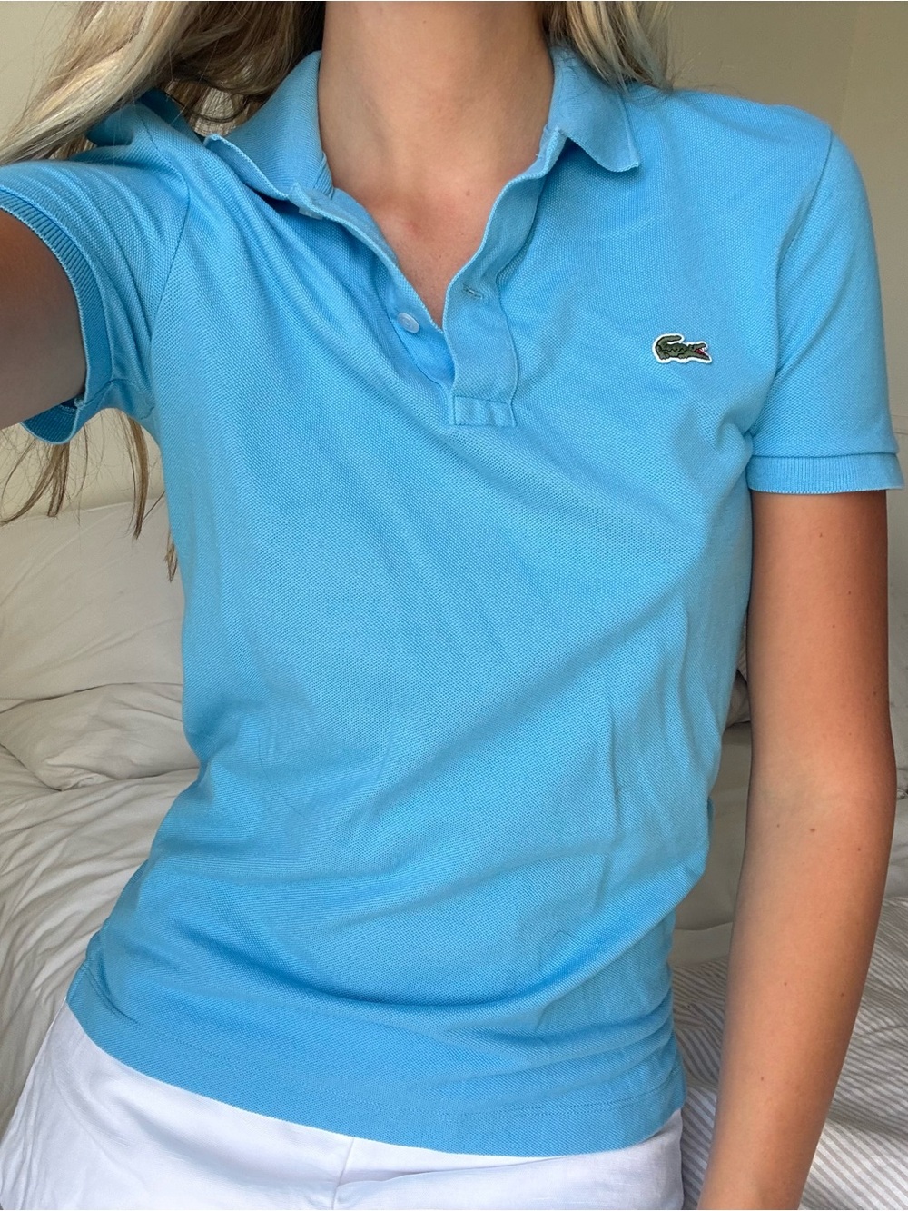 Lacoste Women's Light Blue Classic Pique Polo Top